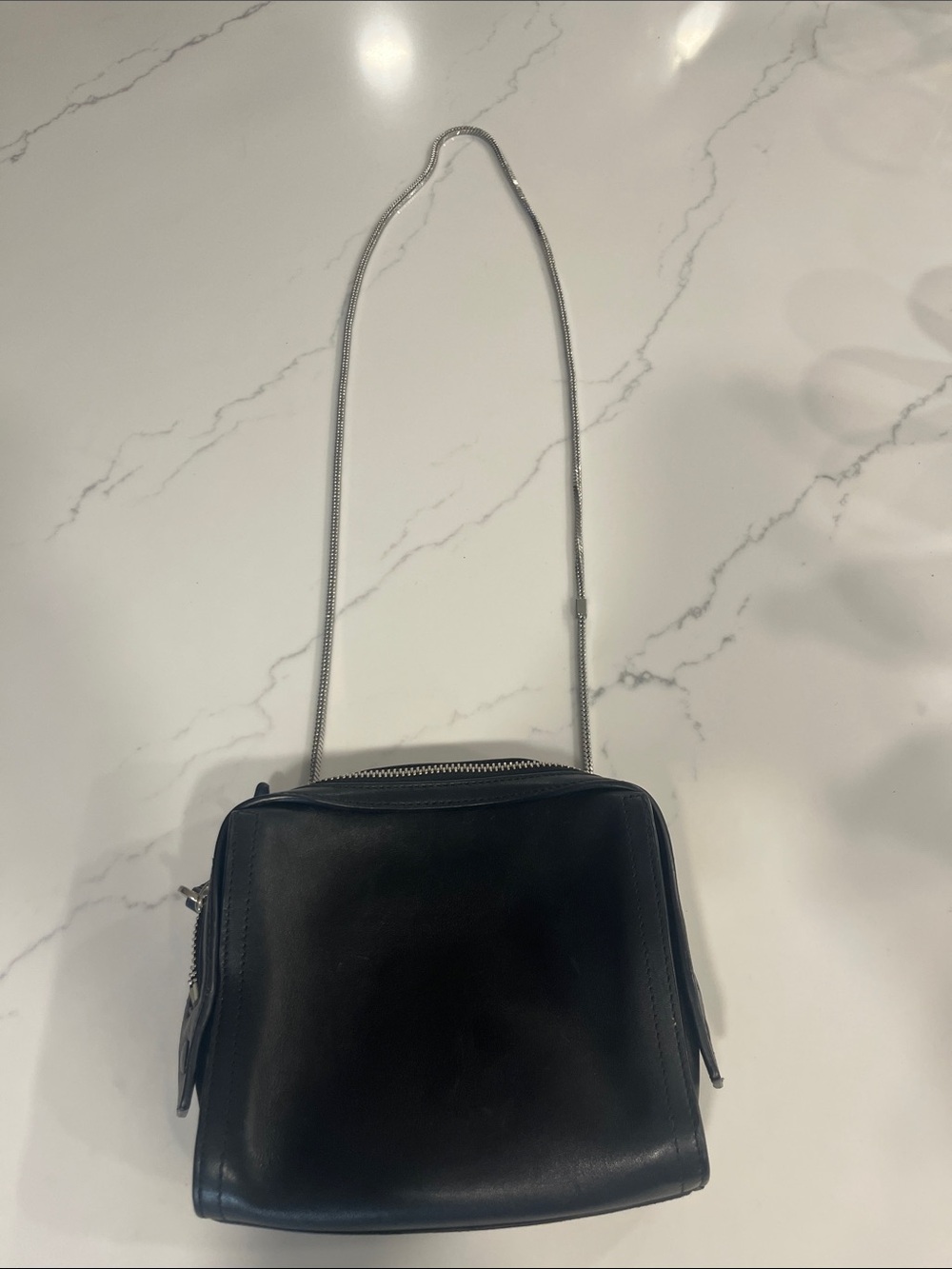 3.1 Phillip Lim Soleil Black Leather Crossbody with Silver Chain